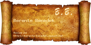 Berente Benedek névjegykártya